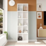 Βιβλιοθήκη Oteca 10θέσεων σε λευκή απόχρωση 51.1x25.4x180εκ