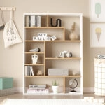 Βιβλιοθήκη Decora  σε φυσικό-λευκό απόχρωση 90x22x123.6εκ