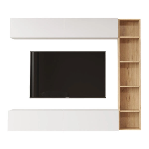 Σύνθετο σαλονιού Compo επιτοίχιο σε oak-λευκό απόχρωση 169,10x25,8x143.5εκ