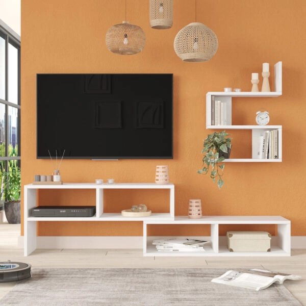 Σύνθετο σαλονιού Kakomo  σε λευκή απόχρωση 170x29.5x43εκ
