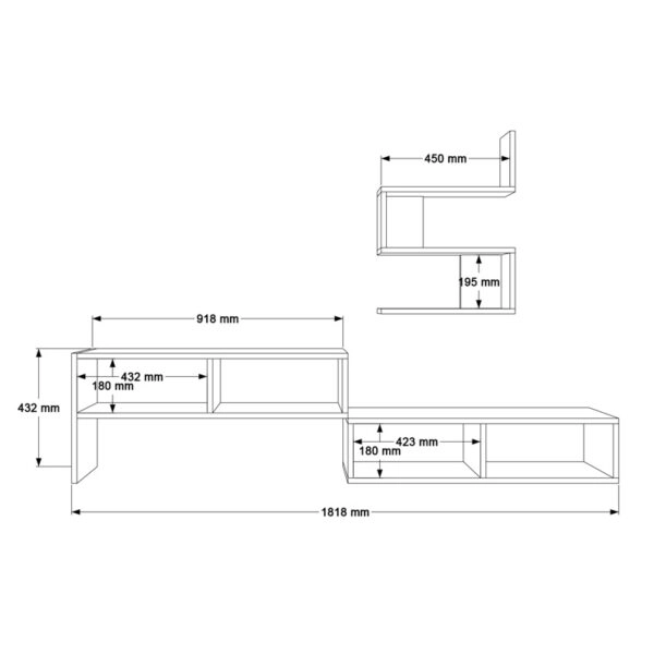 Σύνθετο σαλονιού Kakomo  σε λευκή απόχρωση 170x29.5x43εκ