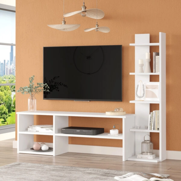 Σύνθετο σαλονιού Perla σε λευκή απόχρωση 120x29.5x41,8εκ