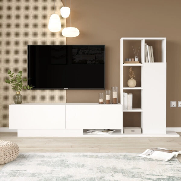 Σύνθετο σαλονιού Damon  σε λευκή απόχρωση 211.2x29.5x123.6εκ