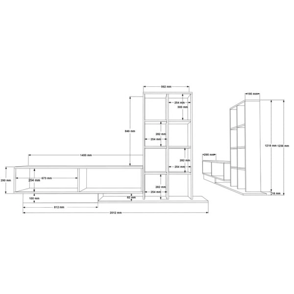 Σύνθετο σαλονιού Damon  σε λευκή απόχρωση 211.2x29.5x123.6εκ