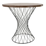 Τραπέζι Ronlele μέταλλο μαύρο-καρυδί Φ81x76εκ