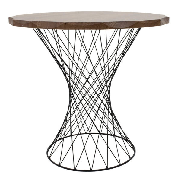 Τραπέζι Ronlele μέταλλο μαύρο-καρυδί Φ81x76εκ