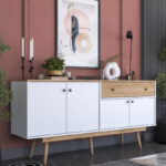 Μπουφές Satava  pp σε λευκή-καρυδί απόχρωση 180x45x87.6εκ