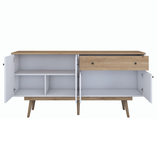 Μπουφές Satava  pp σε λευκή-καρυδί απόχρωση 180x45x87.6εκ