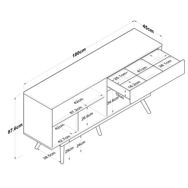 Μπουφές Satava  pp σε λευκή-καρυδί απόχρωση 180x45x87.6εκ