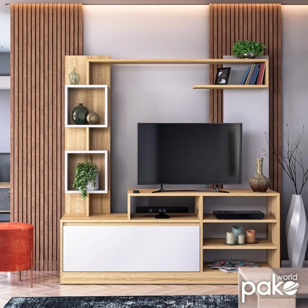 Σύνθετο σαλονιού Aiden  sonoma-λευκό 150x38.5x160εκ