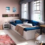 Κρεβάτι Regan με αποθηκευτικό χώρο σε λευκή απόχρωση 90x200εκ