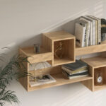 Ραφιέρα τοίχου Shellie  μελαμίνης σε oak απόχρωση 120x28x65εκ