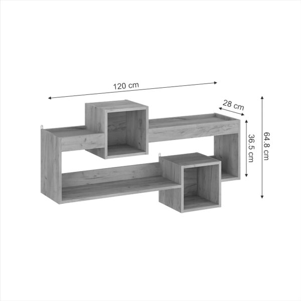 Ραφιέρα τοίχου Shellie  μελαμίνης σε oak απόχρωση 120x28x65εκ