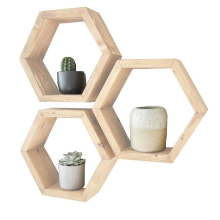 Ραφιέρα τοίχου Radix  3 τμχ μασίφ ξύλο πεύκου φυσικό 30x9x34εκ