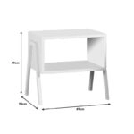 Κομοδίνο Taffa  με λευκά μεταλλικά πόδια σε λευκή απόχρωση 49x35x49εκ