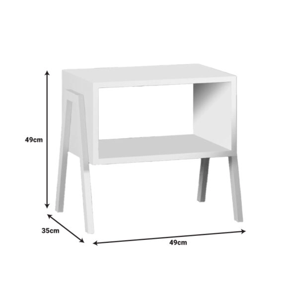Κομοδίνο Taffa  με λευκά μεταλλικά πόδια σε λευκή απόχρωση 49x35x49εκ
