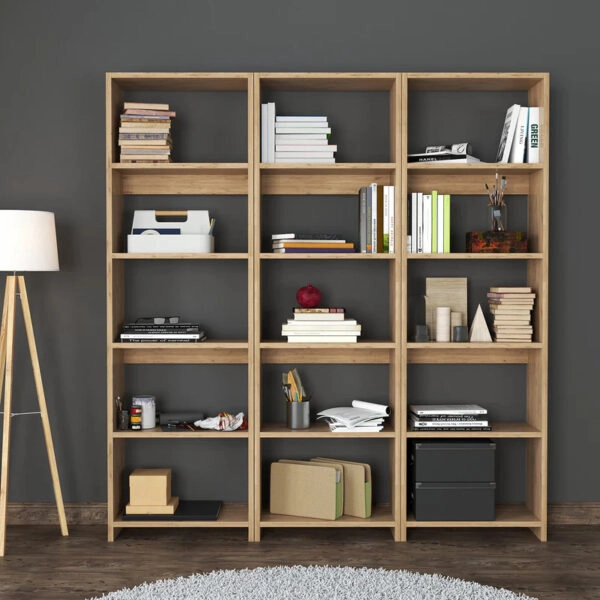 Βιβλιοθήκη Rabuku  σε oak  απόχρωση 146x22x160εκ