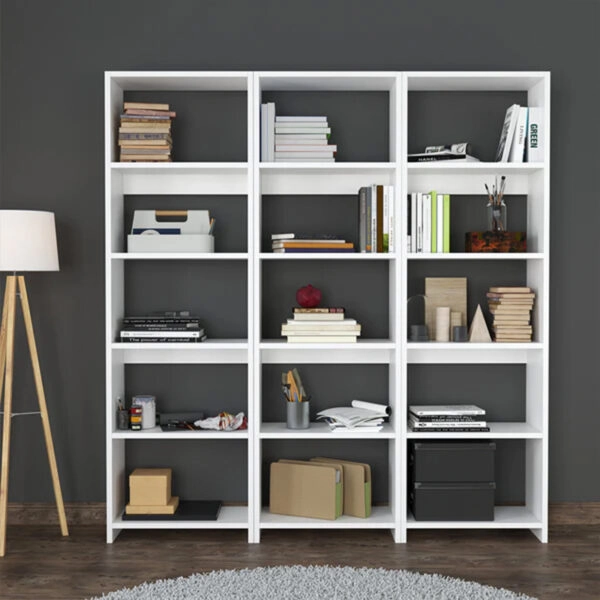 Βιβλιοθήκη Rabuku  σε λευκή απόχρωση 146x22x160εκ