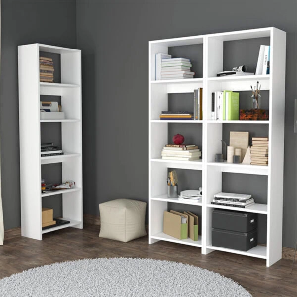 Βιβλιοθήκη Rabuku  σε λευκή απόχρωση 146x22x160εκ