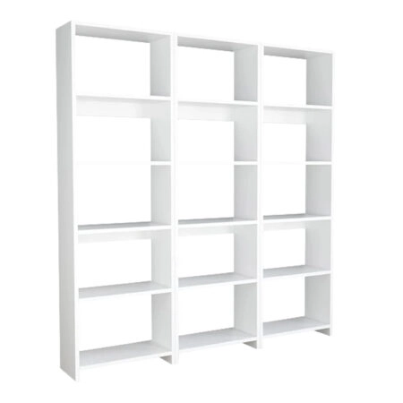 Βιβλιοθήκη Rabuku  σε λευκή απόχρωση 146x22x160εκ