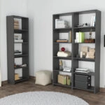 Βιβλιοθήκη Rabuku  σε ανθρακί απόχρωση 146x22x160εκ