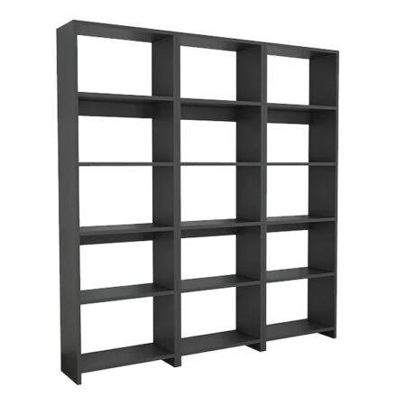 Βιβλιοθήκη Rabuku  σε ανθρακί απόχρωση 146x22x160εκ