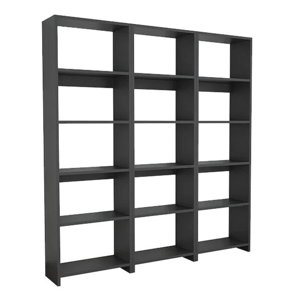 Βιβλιοθήκη Rabuku  σε ανθρακί απόχρωση 146x22x160εκ
