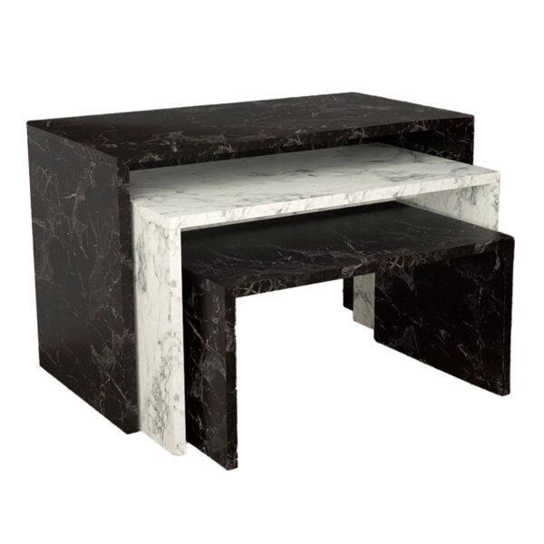 Τραπεζάκια σαλονιού Mabole  3 τεμ σε εφέ μαρμάρου 65x35x45εκ