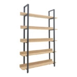 Βιβλιοθήκη Almond  σε oak-μαύρη απόχρωση 120x29x185εκ