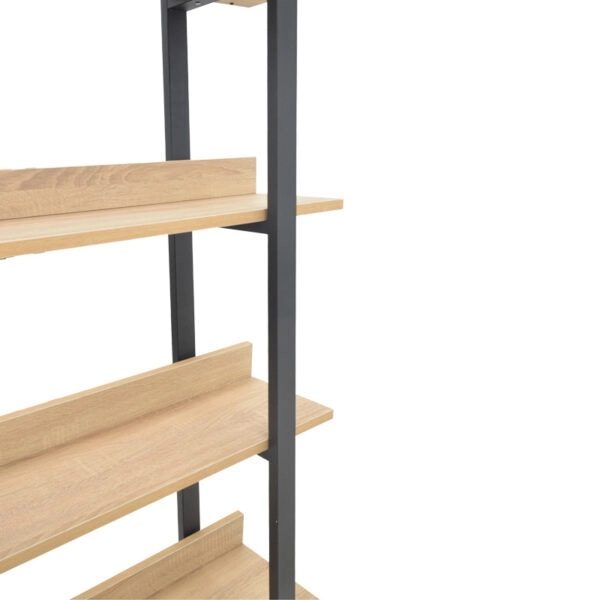 Βιβλιοθήκη Almond  σε oak-μαύρη απόχρωση 120x29x185εκ