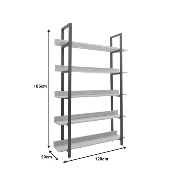Βιβλιοθήκη Almond  σε oak-μαύρη απόχρωση 120x29x185εκ