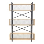 Βιβλιοθήκη Fifer  σε oak-μαύρη απόχρωση 120x28x185εκ
