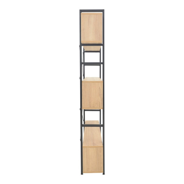 Βιβλιοθήκη Fifer  σε oak-μαύρη απόχρωση 120x28x185εκ