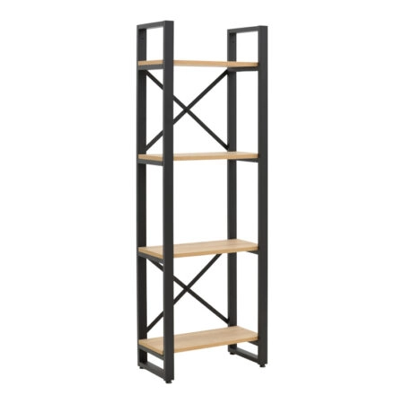 Βιβλιοθήκη Crimson  σε oak-μαύρη απόχρωση 50x22x150εκ