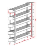 Βιβλιοθήκη Musha  μέταλλο μαύρο με oak απόχρωση 120x22x185εκ