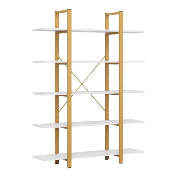 Βιβλιοθήκη Esthon  σε λευκή όψη μαρμάρου με χρυσό μέταλλο 120x32x180εκ