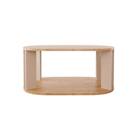 Τραπέζι Solka  σε oak απόχρωση με ανοιχτό γκρι 90x56x40εκ