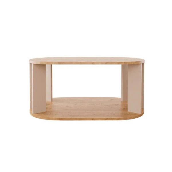 Τραπέζι Solka  σε oak απόχρωση με ανοιχτό γκρι 90x56x40εκ