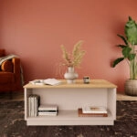 Τραπέζι Monik  σε oak-ανοιχτό γκρι απόχρωση 90x56x40εκ