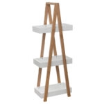 Ραφιέρα επιδαπέδια 3όροφη Nancy ξύλινη χρώμα φυσικό-λευκό 30x18x82εκ