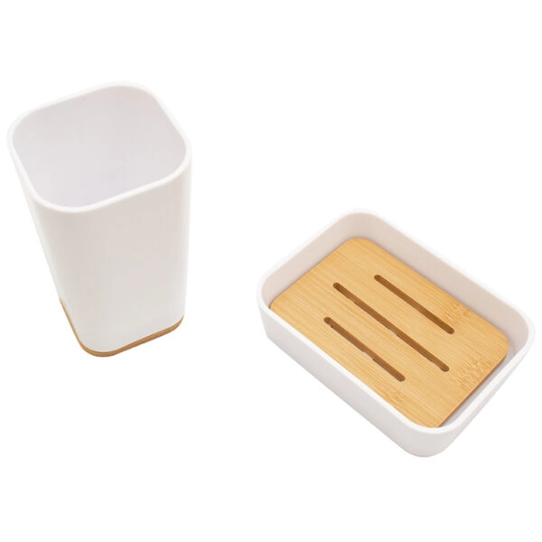 Σετ αξεσουάρ μπάνιου Nature  2τμχ pp χρώμα λευκό