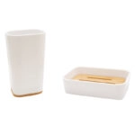 Σετ αξεσουάρ μπάνιου Nature  2τμχ pp χρώμα λευκό