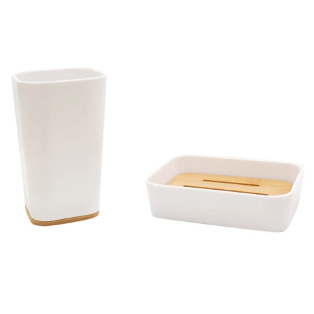 Σετ αξεσουάρ μπάνιου Nature  2τμχ pp χρώμα λευκό