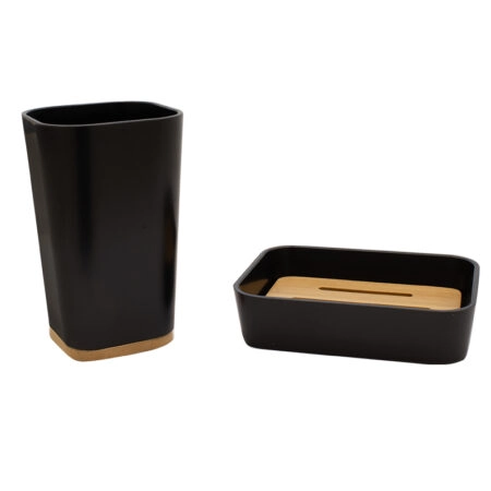 Σετ αξεσουάρ μπάνιου Nature 2τμχ pp χρώμα μαύρο