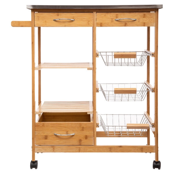 Τρόλεϊ-ραφιέρα 7όροφη Esla  bamboo φυσικό-λευκό 73,5x37x86εκ