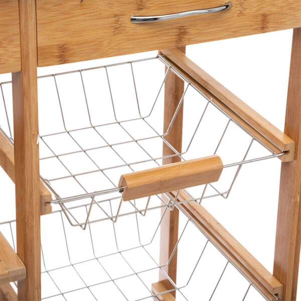 Τρόλεϊ-ραφιέρα 7όροφη Esla  bamboo φυσικό-λευκό 73,5x37x86εκ