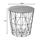 Βοηθητικό τραπέζι Kumi  mdf επιφάνεια oak και μέταλλο σε μαύρη απόχρωση Φ40x41εκ