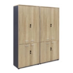 Nτουλάπα γραφείου τετράφυλλη Lotus  χρώμα φυσικό-ανθρακί 160x40x200εκ