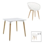 Τραπεζαρία Ezra-Natali σετ 5τεμ pp-mdf σε λευκή-φυσική απόχρωση 80x80x76εκ