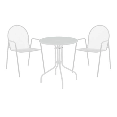 Τραπεζαρία Vergo-Tarete σετ 3τεμ μέταλλο σε λευκή απόχρωση